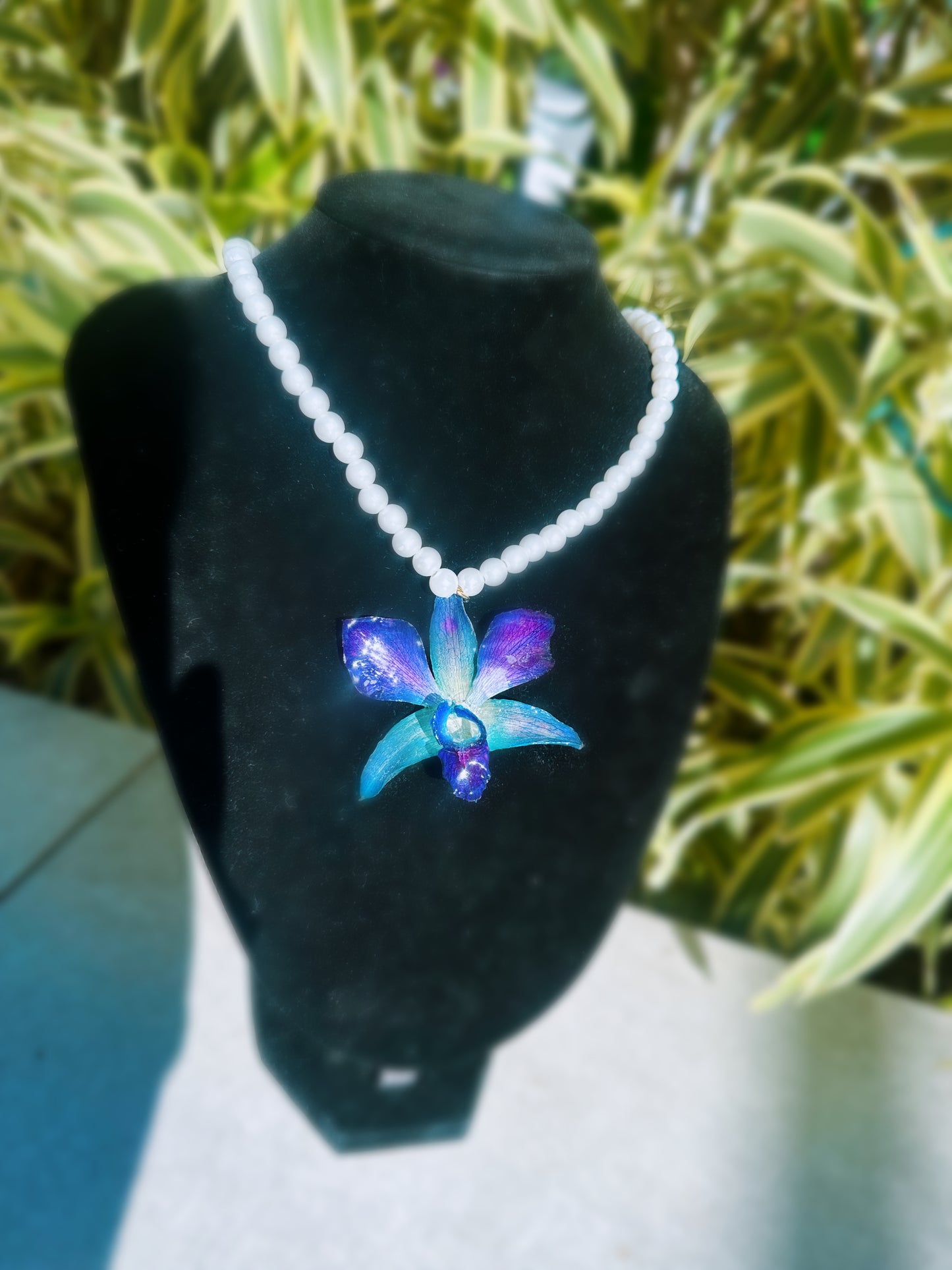 Blue Orchid pearl necklace