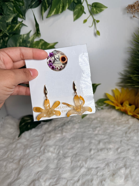 Golden Vanilla Orchid Earrings