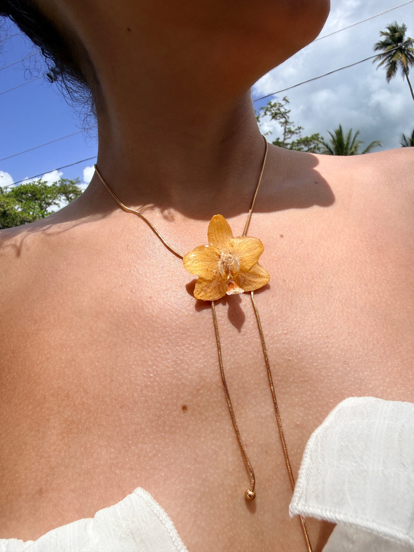 Mini Yellow Phalaenopsis necklace