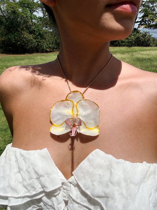 Phalaenopsis orchid lariat necklace
