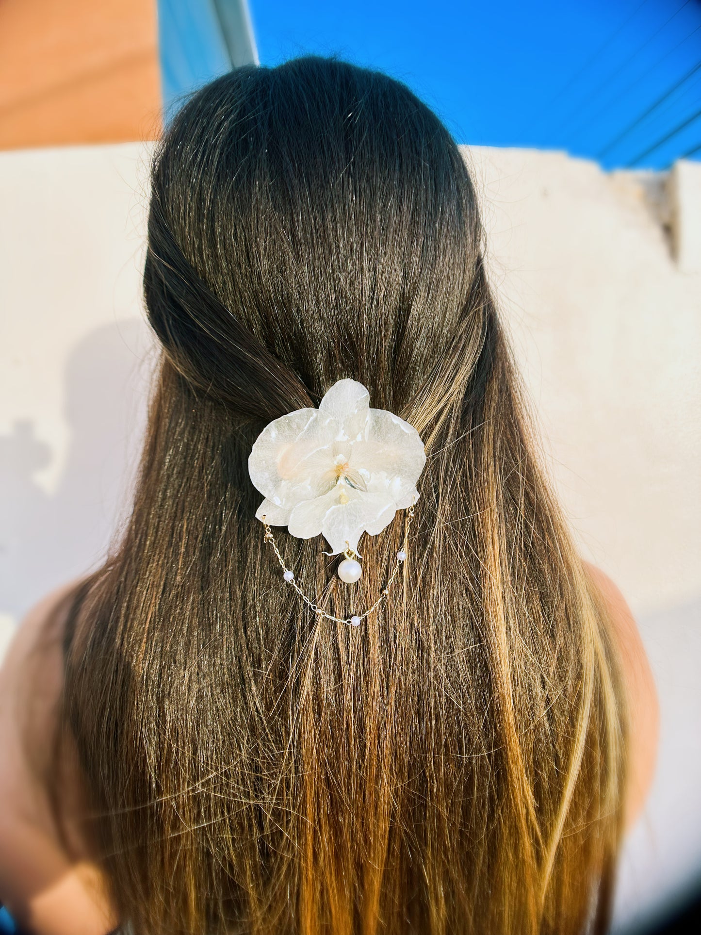 White orchid Phalaenopsis Hair Clip