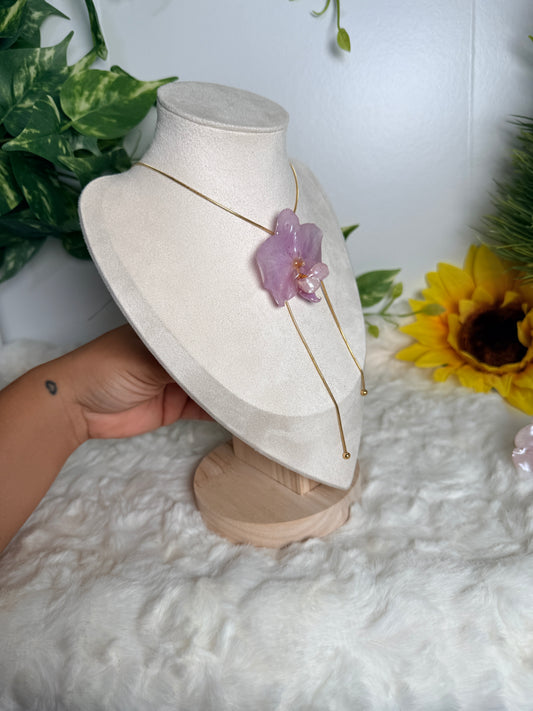Lavender Glow – Lariat Orchid Necklace