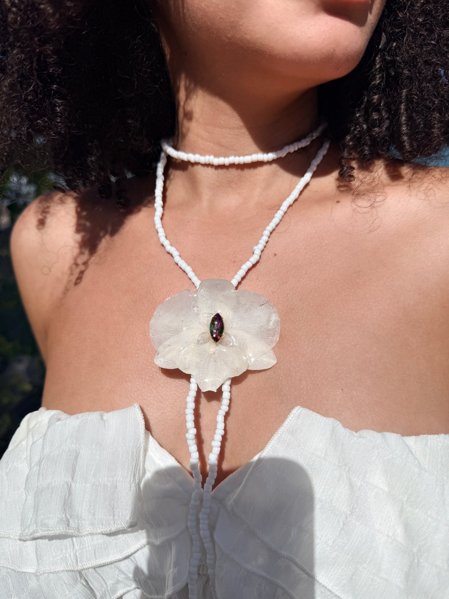 Eternal White Orchid Necklace