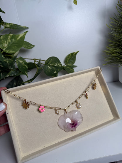 Dendrobium Orchid Charm necklace
