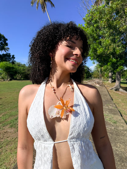 Golden Cattleya Duet Necklace