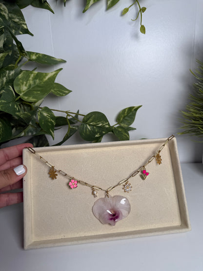 Dendrobium Orchid Charm necklace