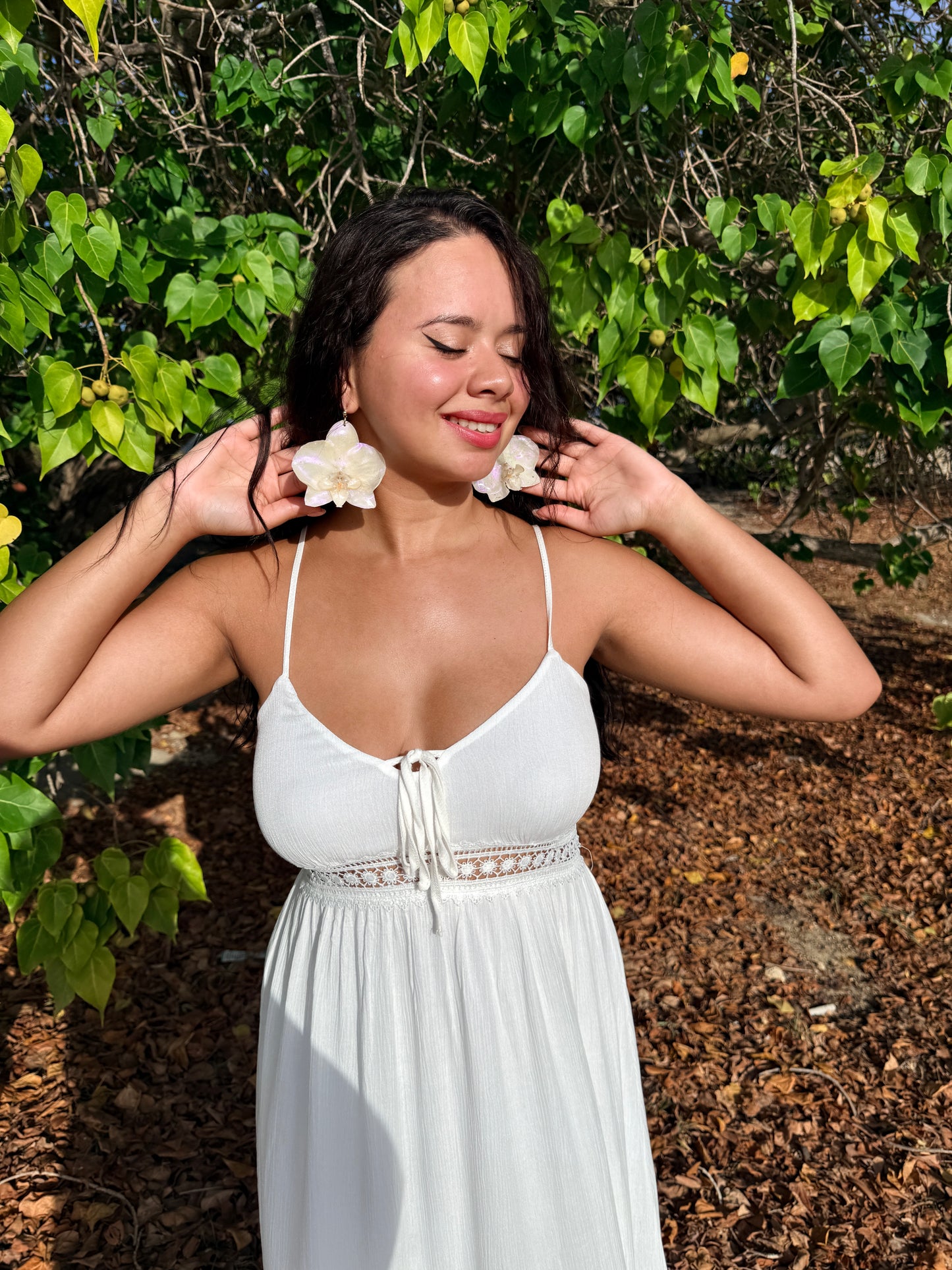 Ivory Phalaenopsis Orchid Earrings