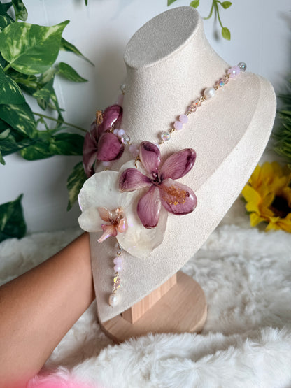 Exotic Poppy & Orchid Necklace