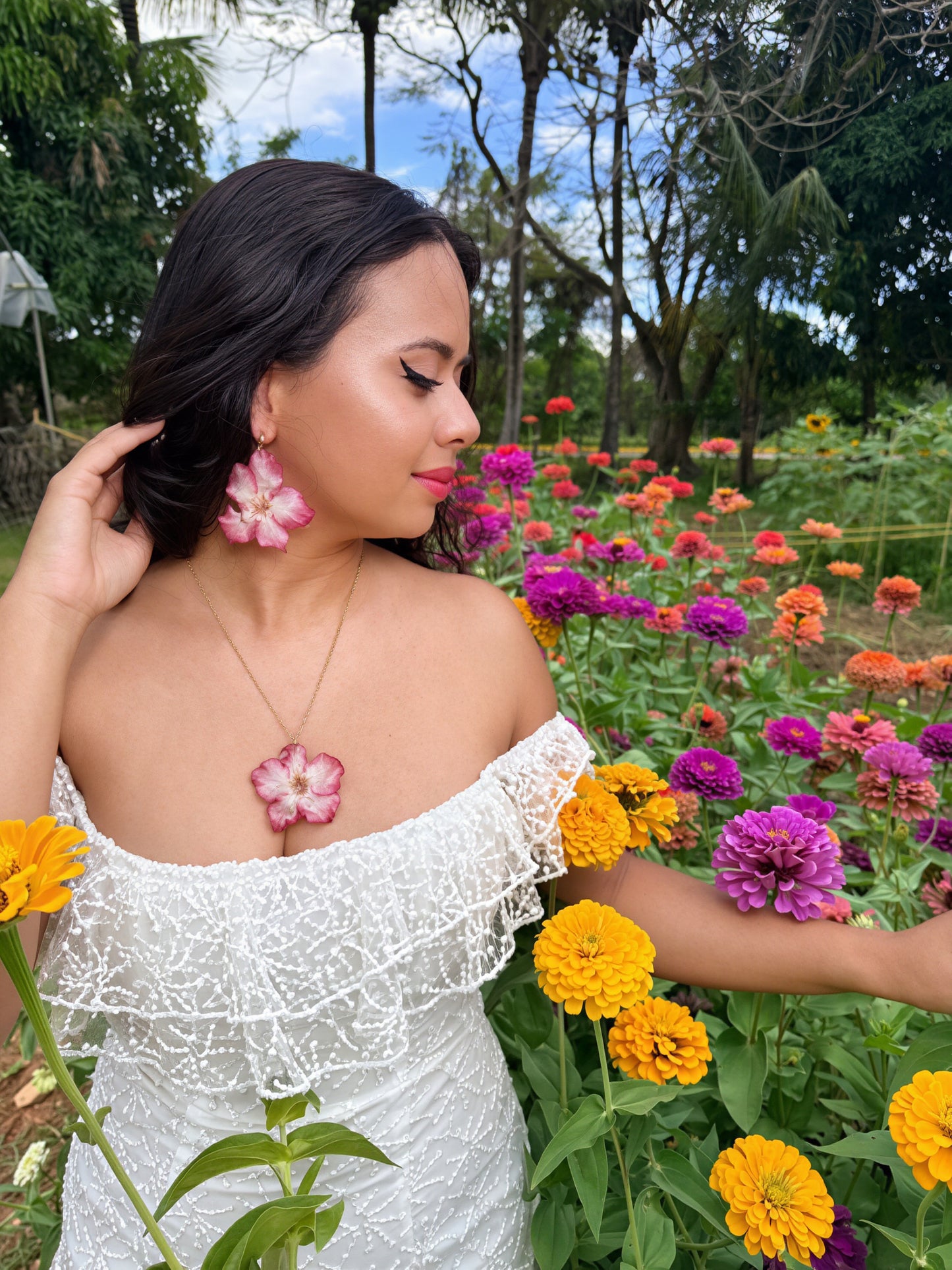 Desert rose necklace/earings