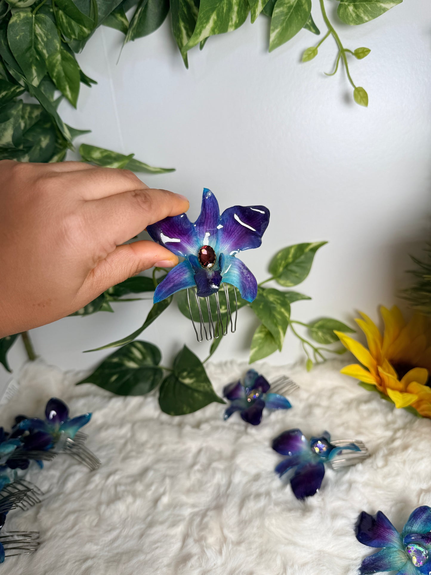 Blue Orchid Hair Comb
