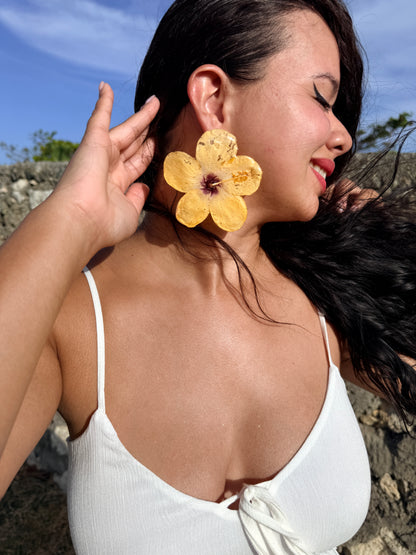 Golden Exotic Poppy Stud Earrings
