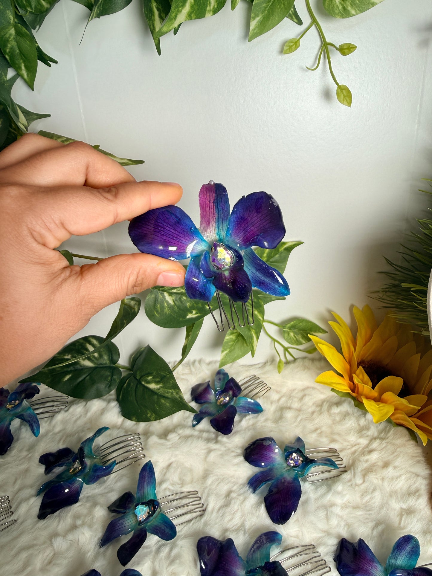 Blue Orchid Hair Comb