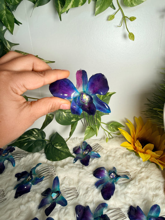 Blue Orchid Hair Comb