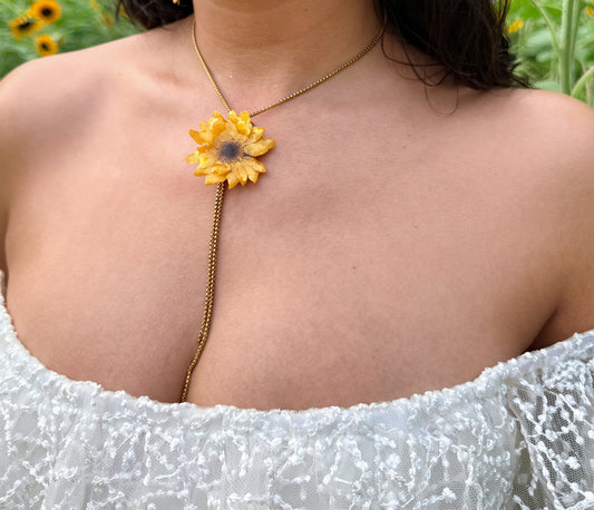 Lariat Sunflower necklace