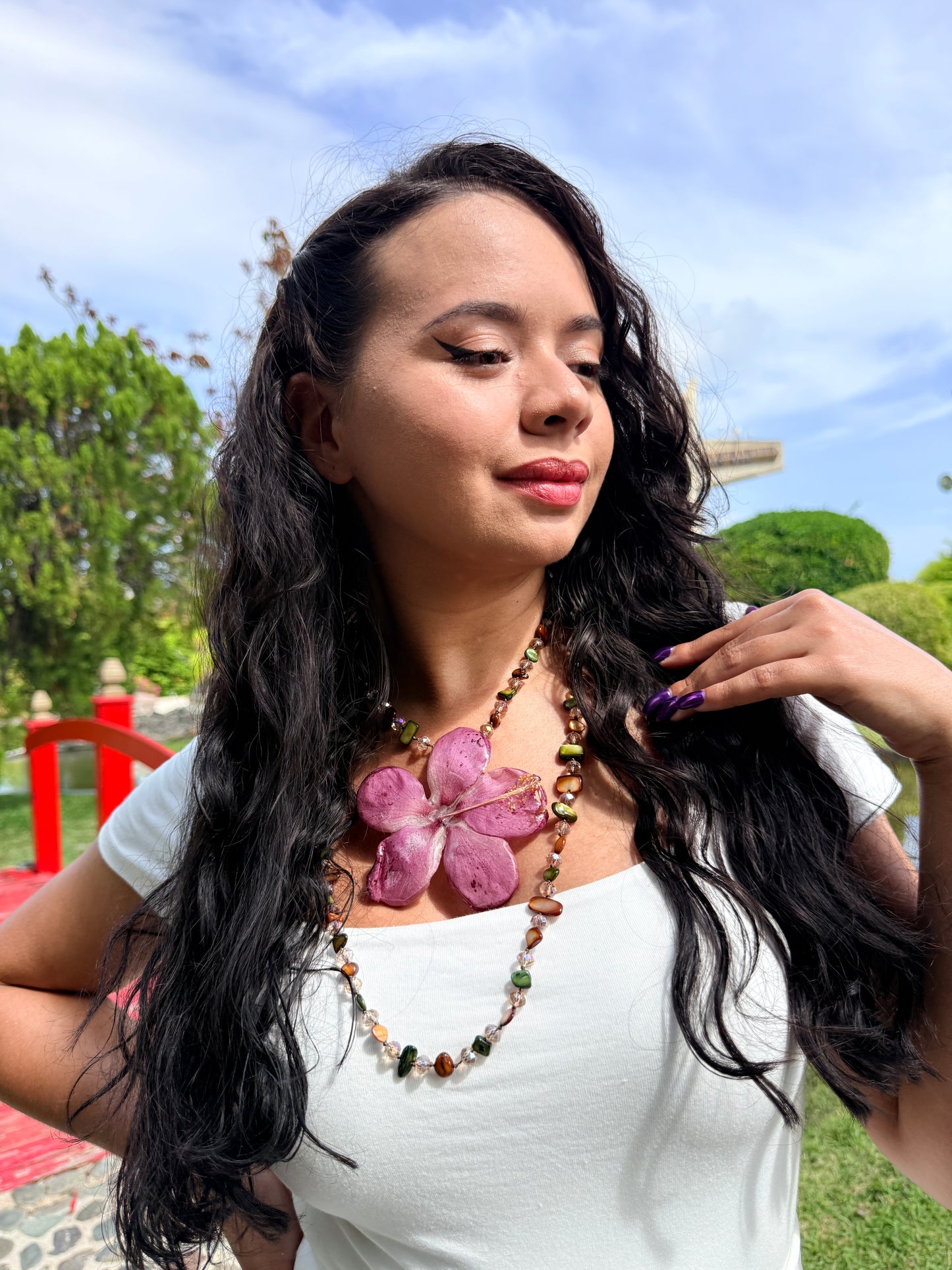 Rosy Hibiscus 2-in-1 Statement Necklace