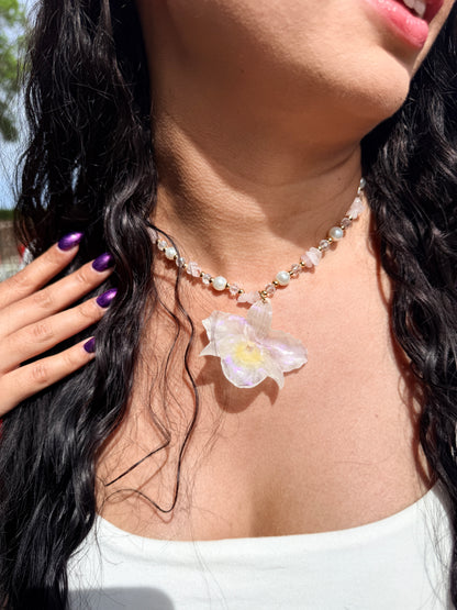 Pearl Frozen Orchid Necklace