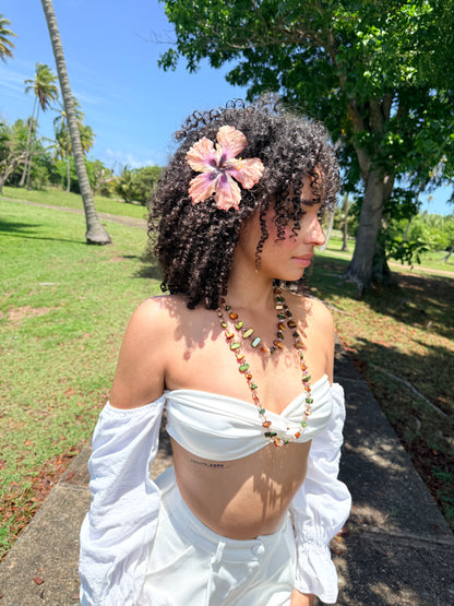 Peach/Pink amapola hair clip