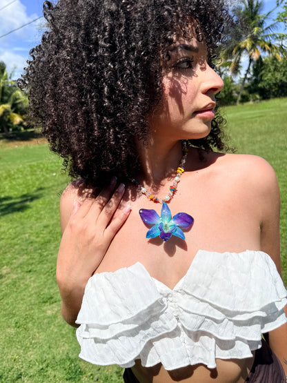 Fairy blue orchid necklace