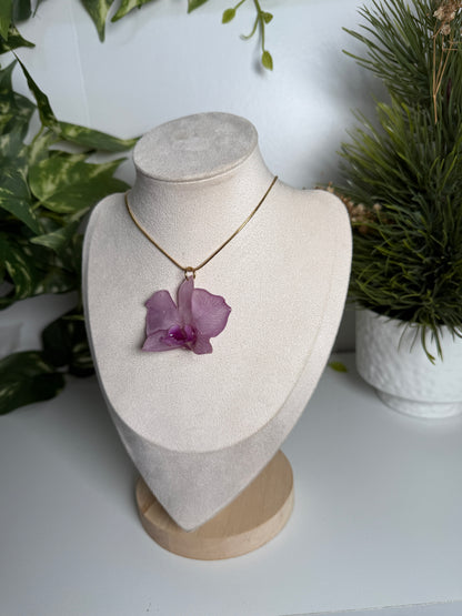 Purple Dendrobium necklace