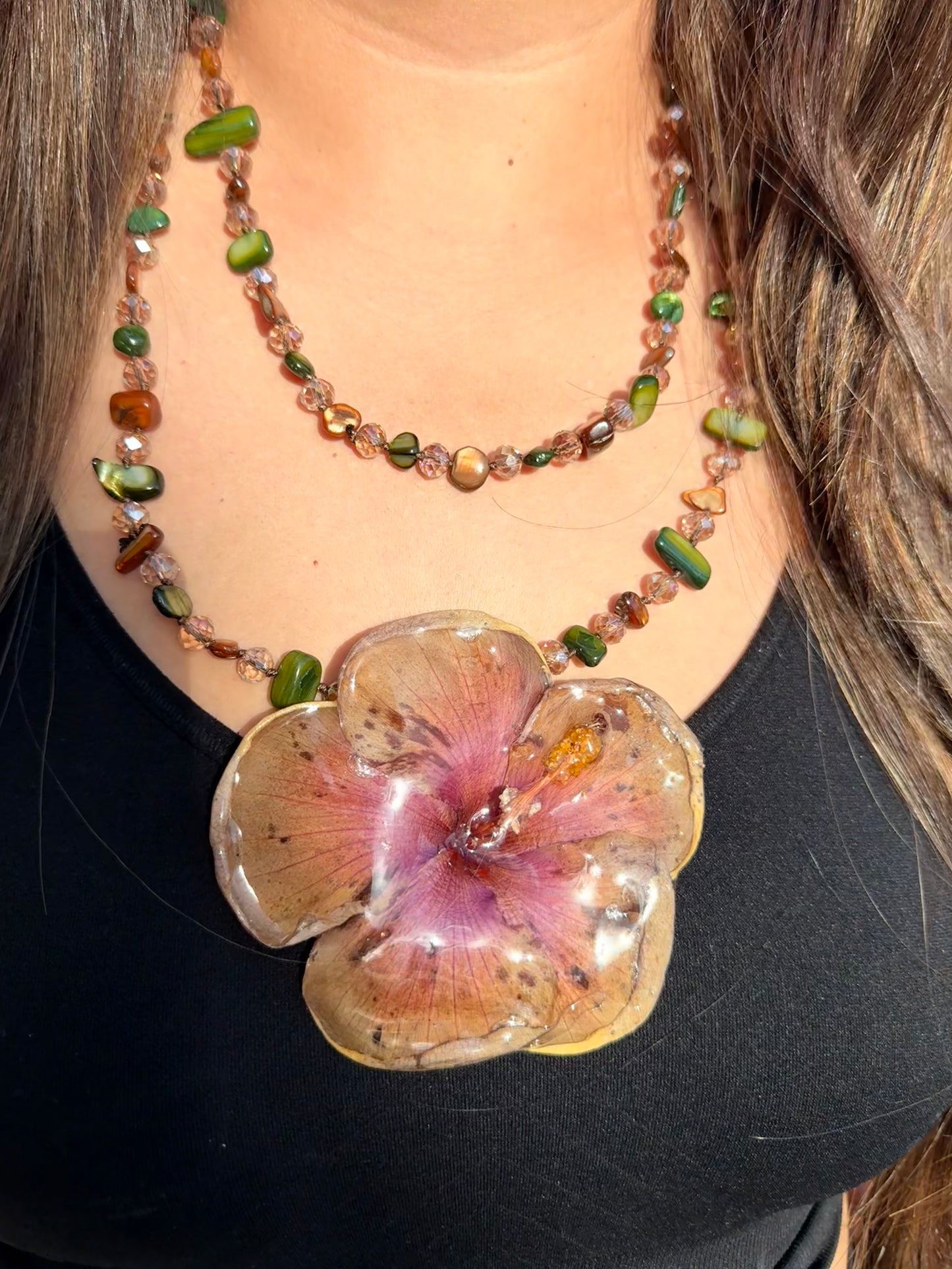 Sunset Poppy 2-in-1 Statement Necklace/hairclip