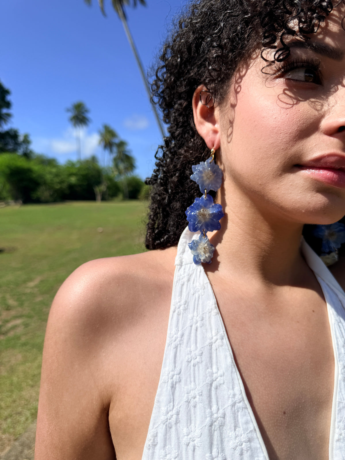 Blue Delphinium Cascade Earrings