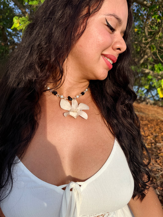 Ivory Whisper Orchid Necklace
