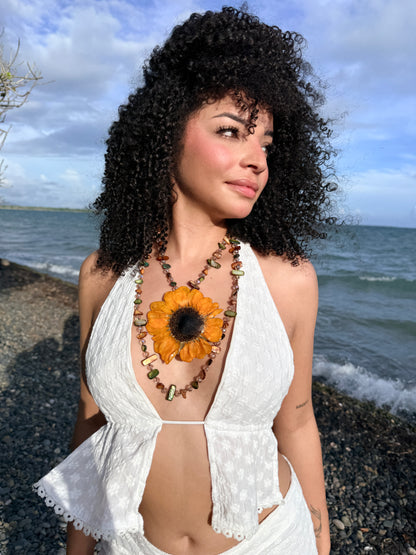 Golden Sunflower 2-in-1 Necklace & Hair Clip