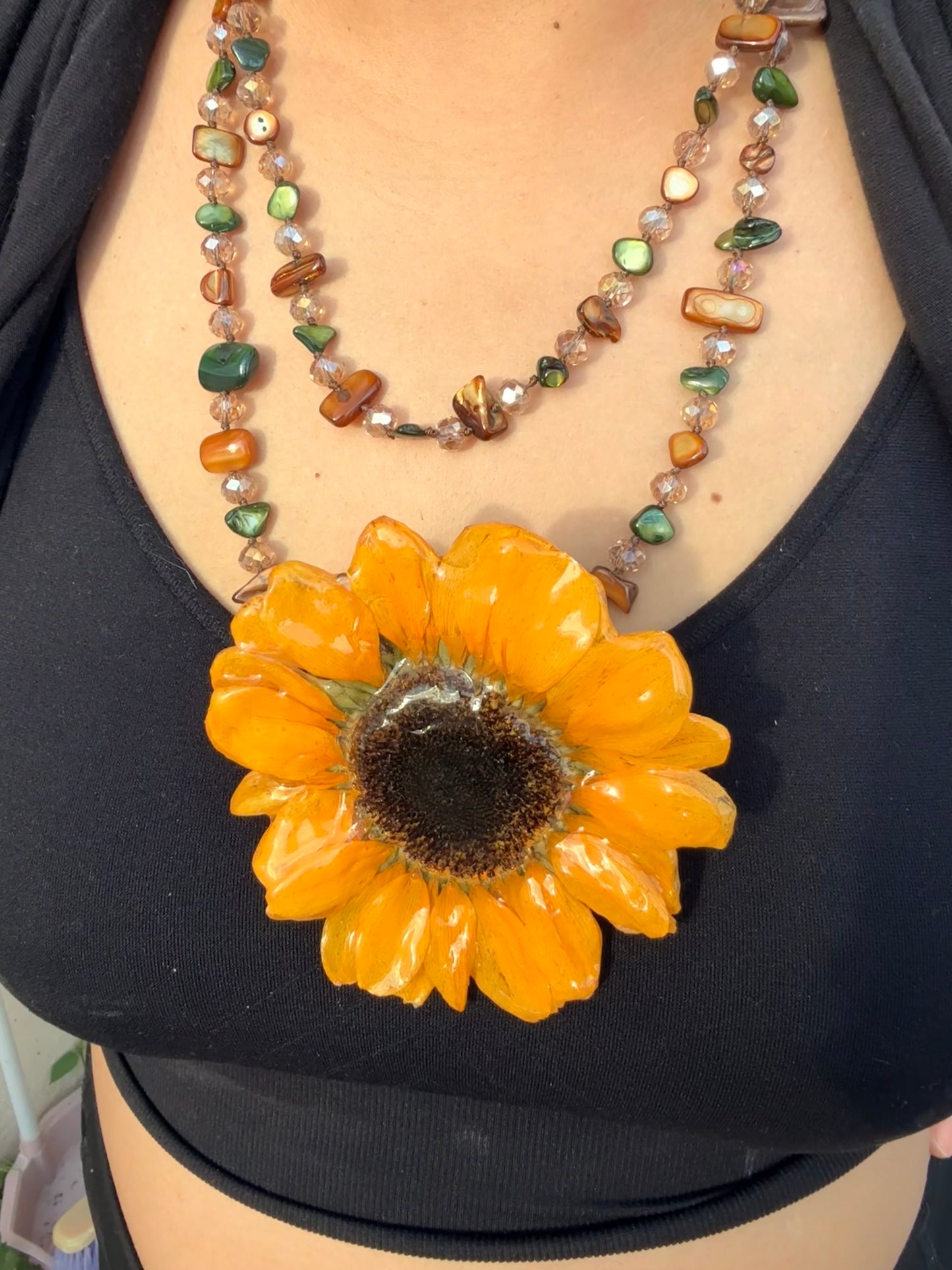 Golden Sunflower 2-in-1 Necklace & Hair Clip