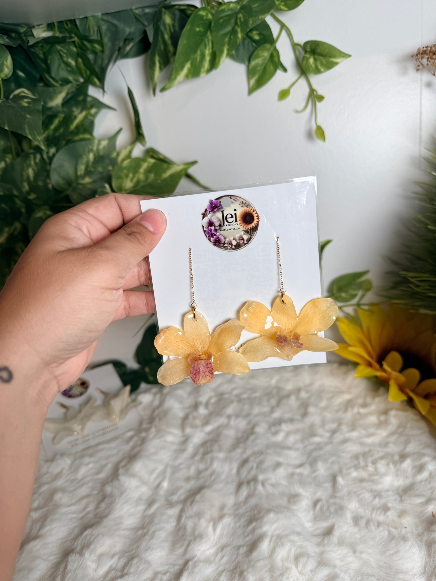 Honey Orchid Threader Earrings
