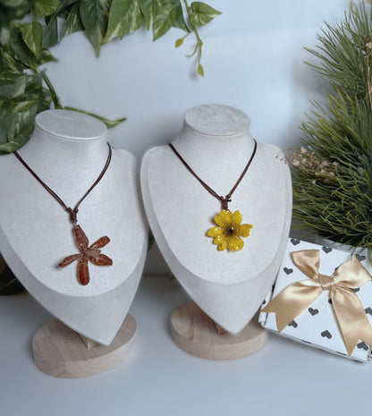 Sunflower Mini & Grammatophyllum Orchid Duo Necklace Set