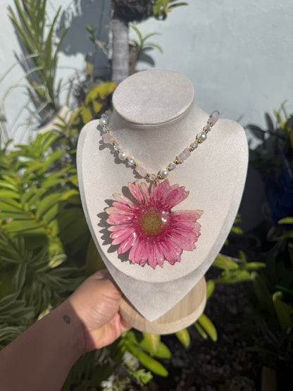 Pink gerbera Fairy necklace