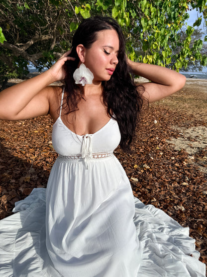 White Phalaenopsis Orchid Drop Earrings