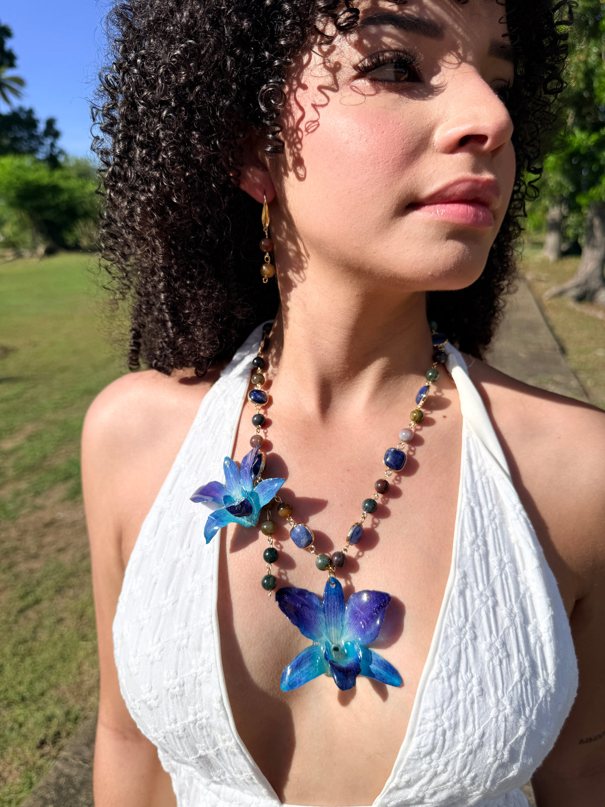 Blue Reverie Orchid Necklace