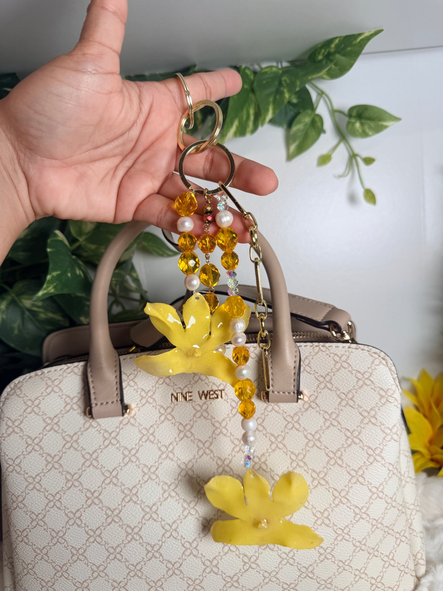 Golden Dendrobium Bag Charm