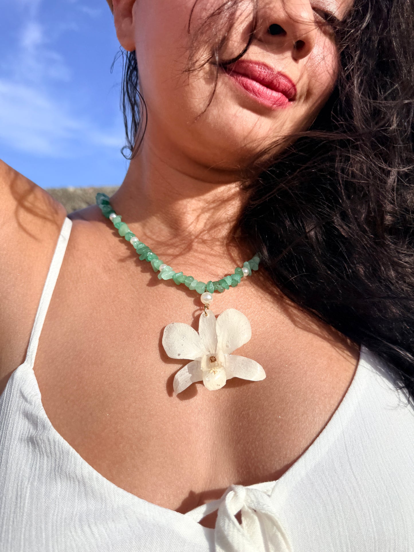 Ivory Orchid Adjustable Necklace