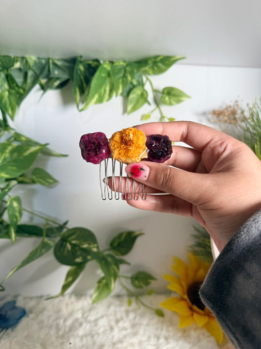 Sunset Mini Rose Trio Comb