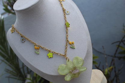 Dendrobium Orchid charm necklace