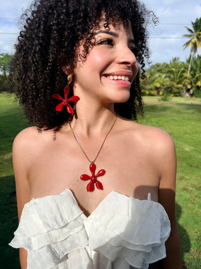 Red Orchid earings