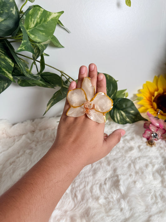 Golden Ivory Orchid Ring