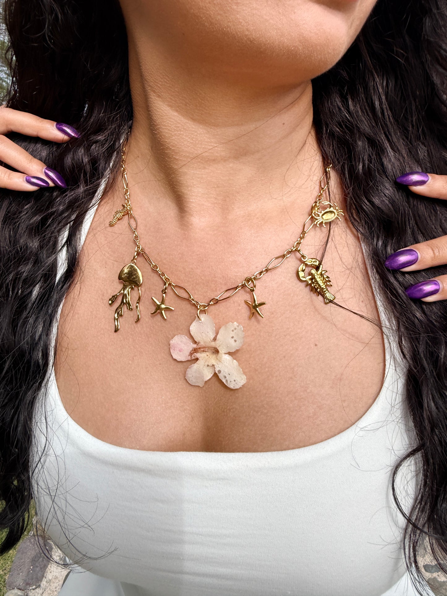 Seashell Bloom Charm Necklace