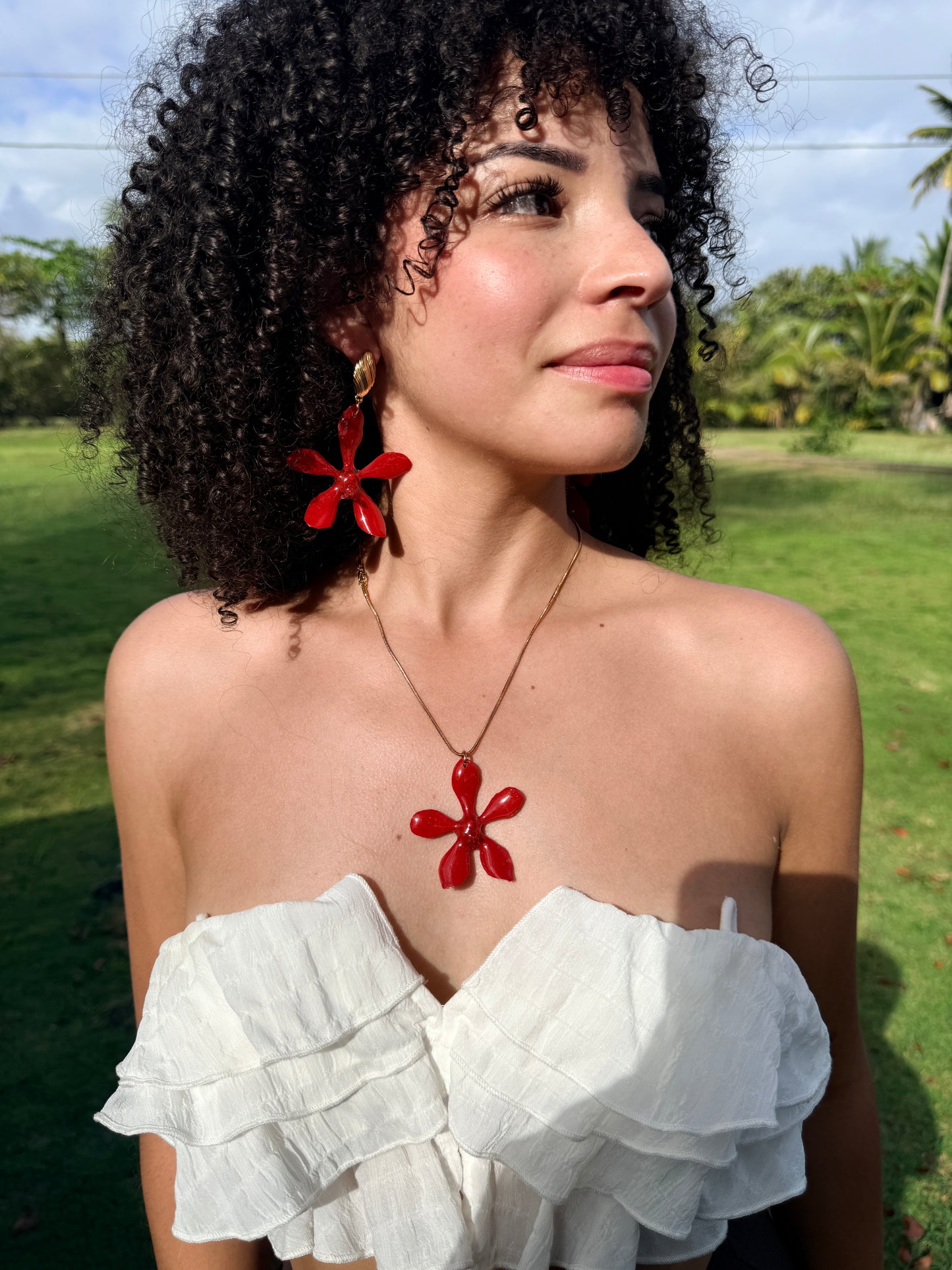 Red Orchid earings