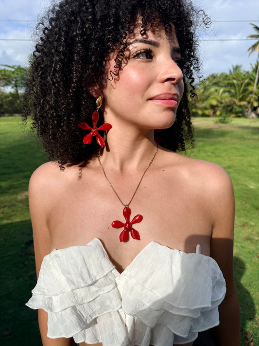 Red Orchid earings