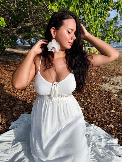 White Phalaenopsis Orchid Drop Earrings