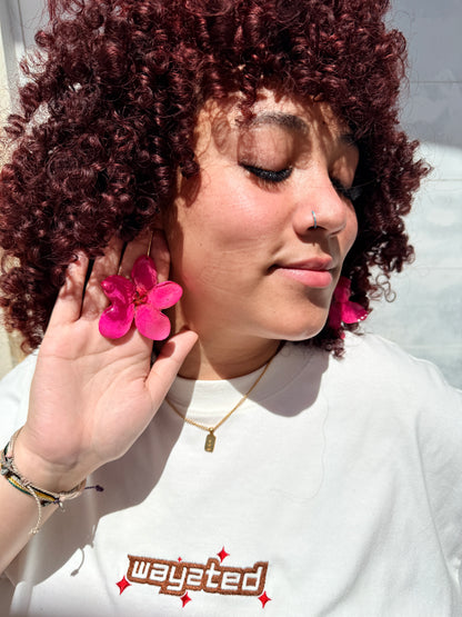 Pink plumeria earings