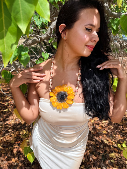 Golden Sunflower Statement Necklace