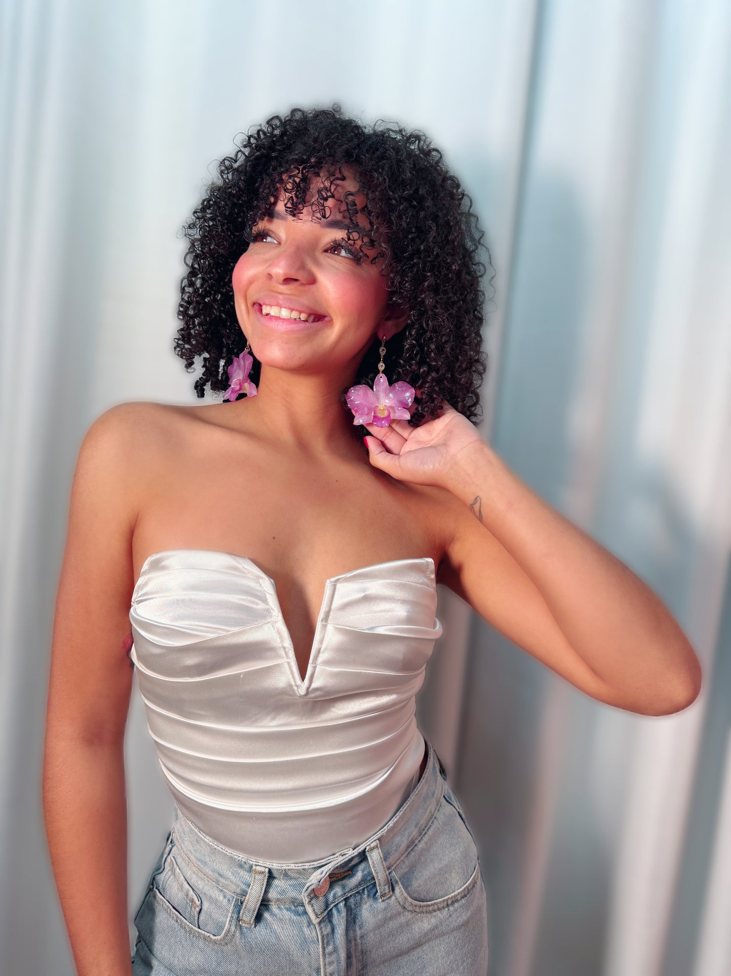 Diamond Dendrobium Orchid earings