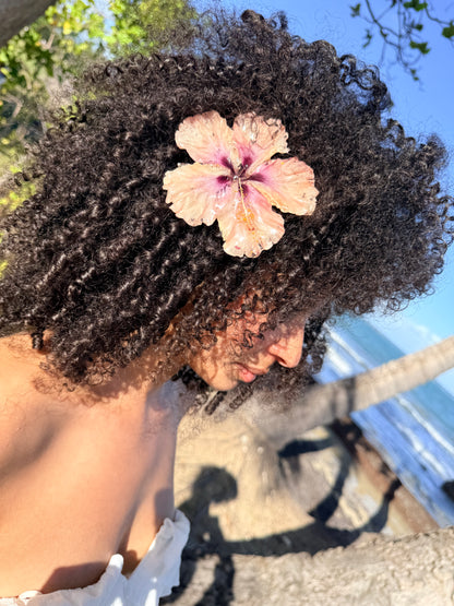 Peach/Pink amapola hair clip