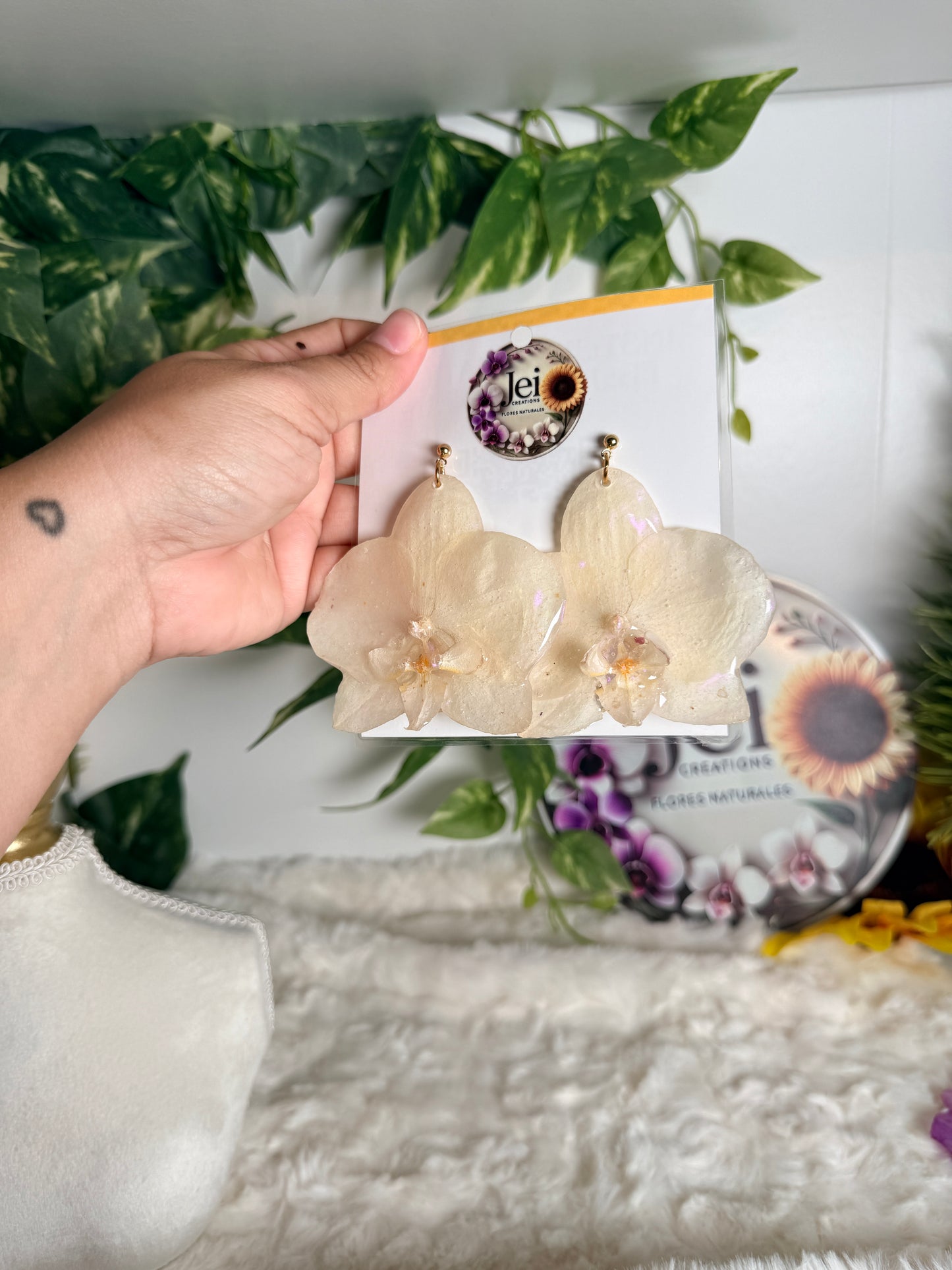 Ivory Phalaenopsis Orchid Earrings