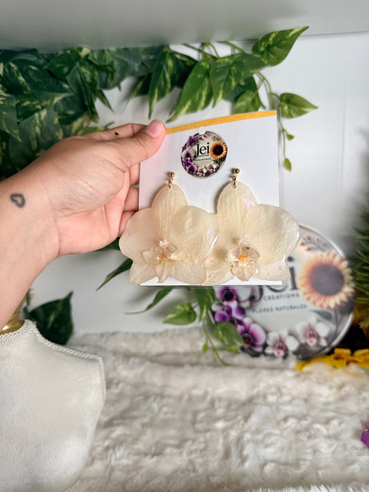 Ivory Phalaenopsis Orchid Earrings