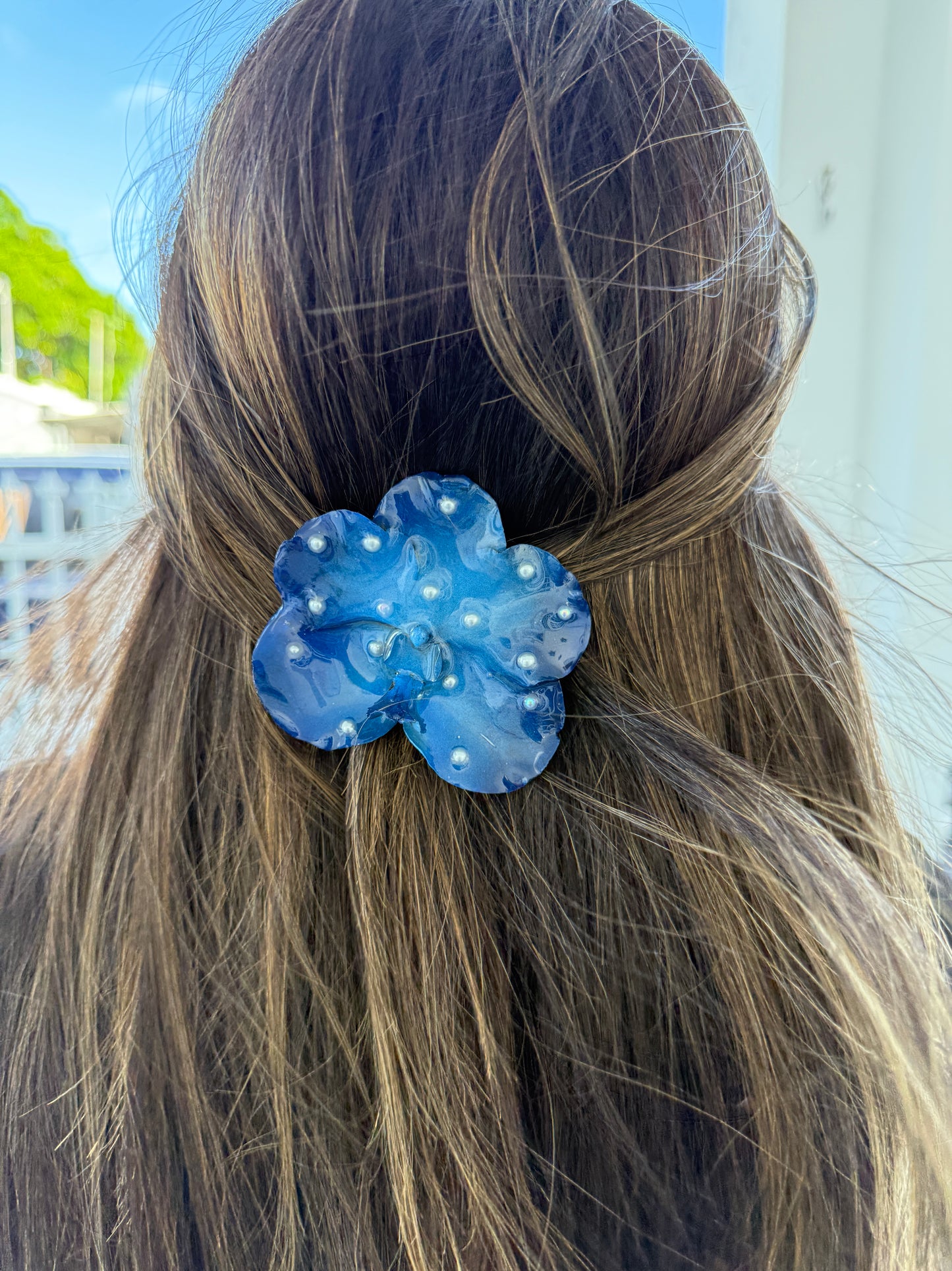 Blue banda Orchid Hair clip